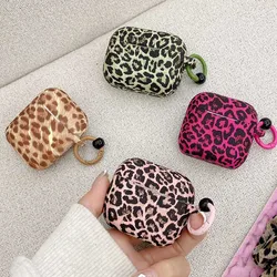 Ins Pink Leopard Soft Earphone Case with Keyring For AirPods 1 2 3 Pro 2 Pro2 AirPod 4 ANC Bluetooth Headset Protective Cover