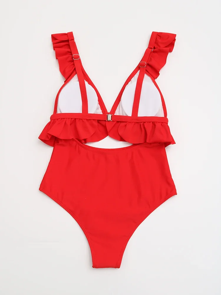 2023 Nuovo Ruffle Sexy Costume intero femminile Plus Size Costumi da bagno Donna Monokini Bagnanti Costumi da bagno Beachwear Swim Ladies XXL