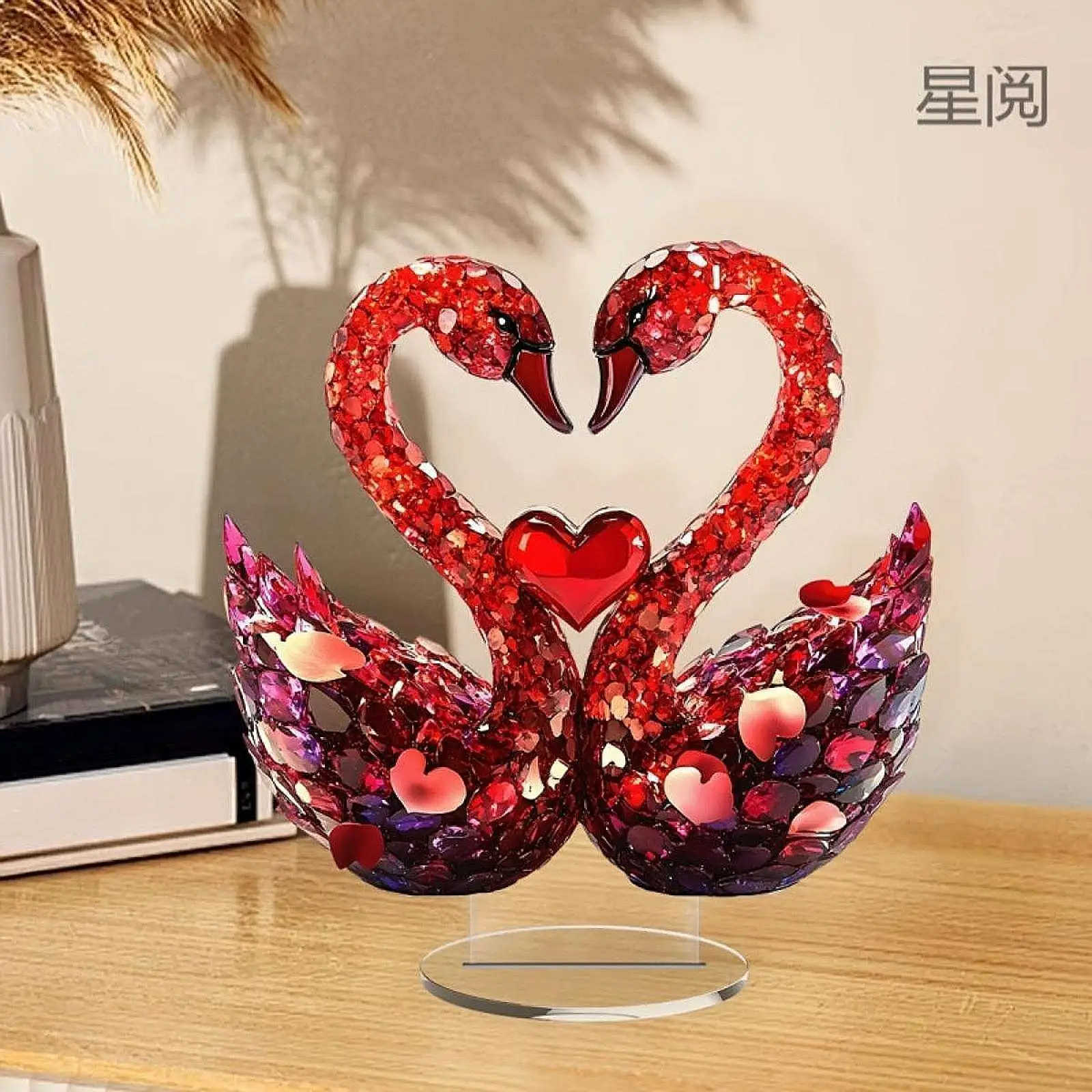 زخرفة بجعة الحب الرومانسية عرض لوحة مسطحة ثنائية الأبعاد لمكتب المزرعة #3