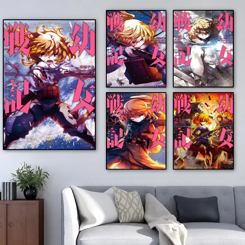 Anime Saga Of Tanya The Evil Poster Removable PP Decorative Poster Water-Resistant Print Apartment Dorm Office Cafe Gift