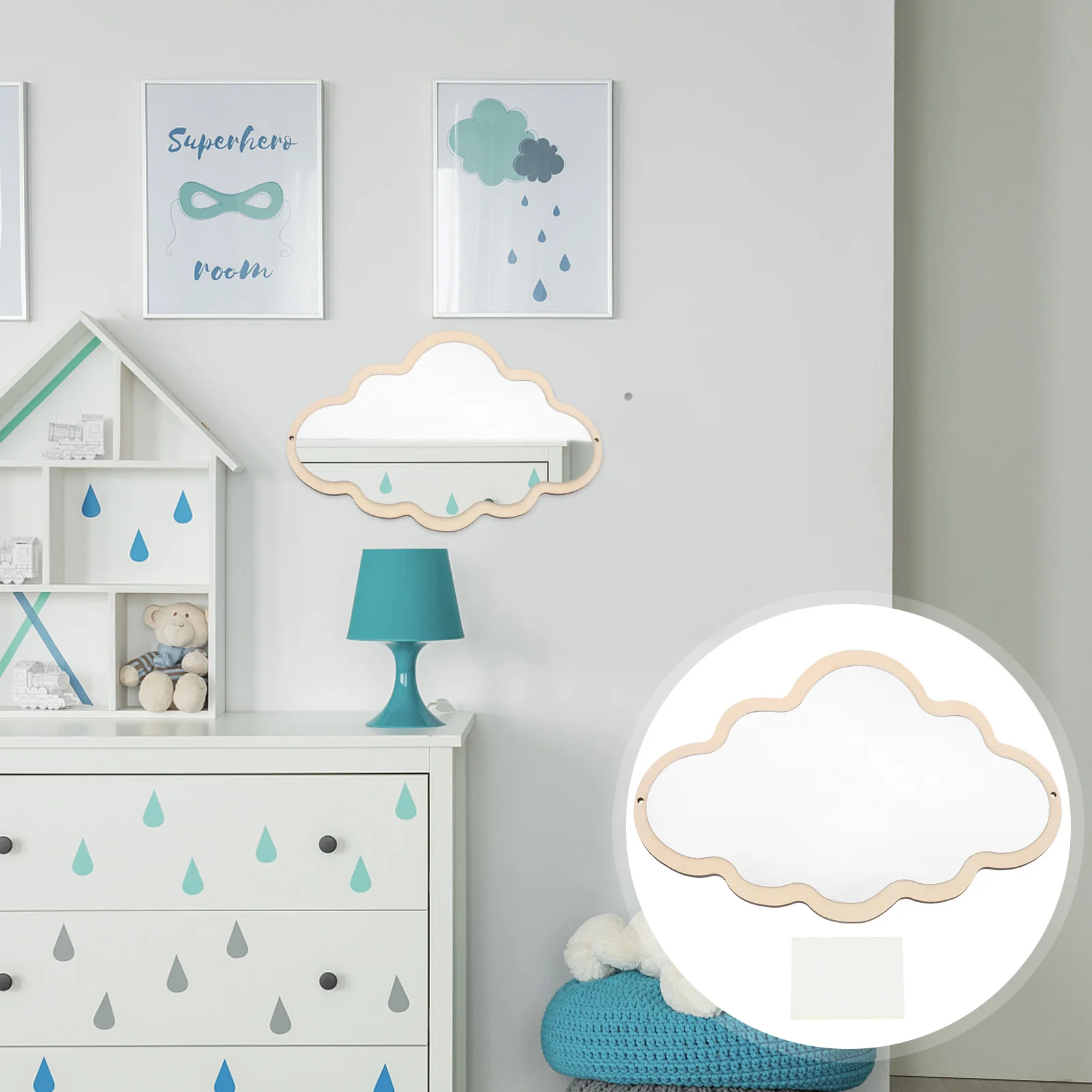 

Cute Wall Mirror Cloud Children Makeup Decoration Safety Baby Crib Mirrors Unbreakable