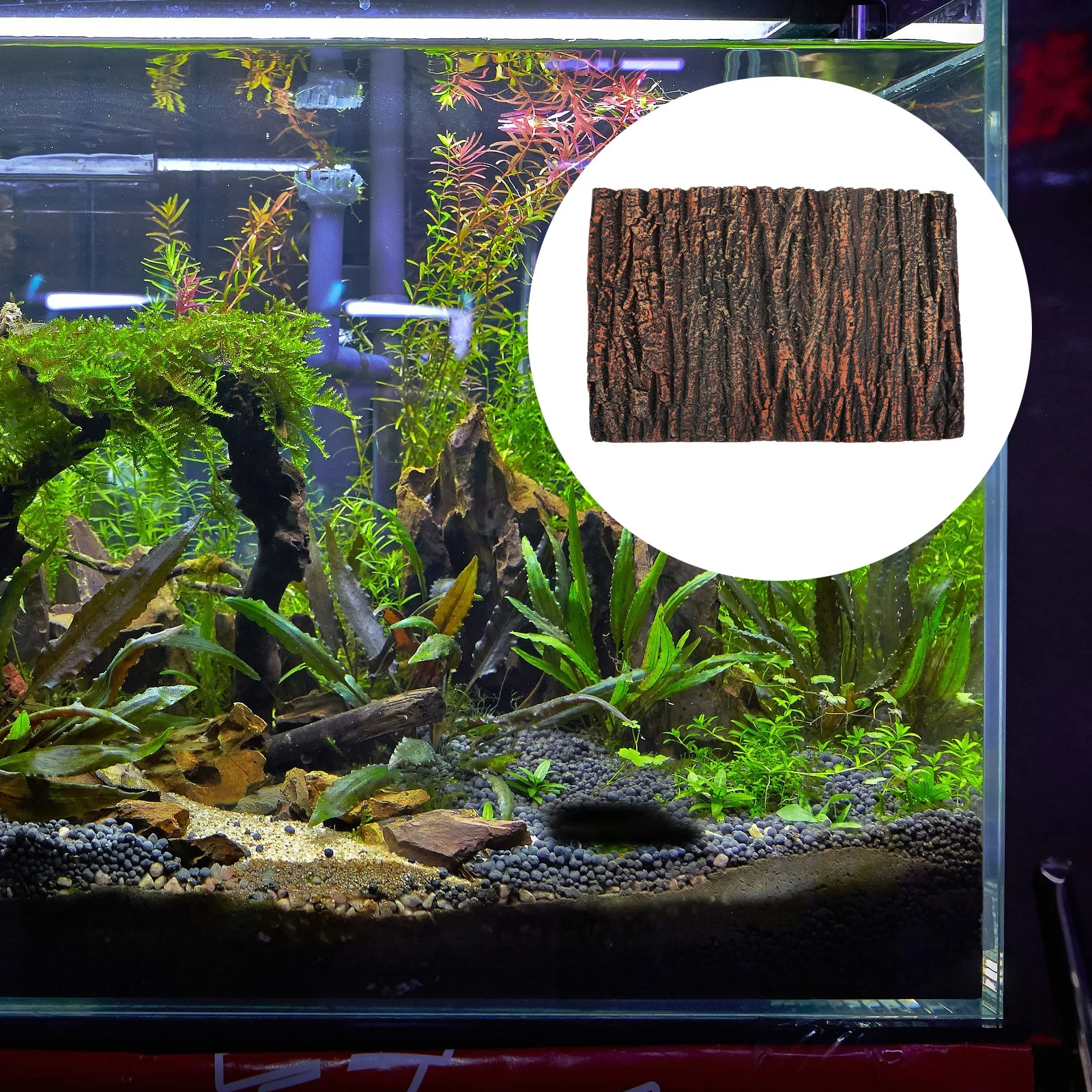 

1pc Simulation Rock Panel Premium Pu Lifelike Oak Bark Board For Aquarium Turtle Tank Reptile Box Decorative Landscape