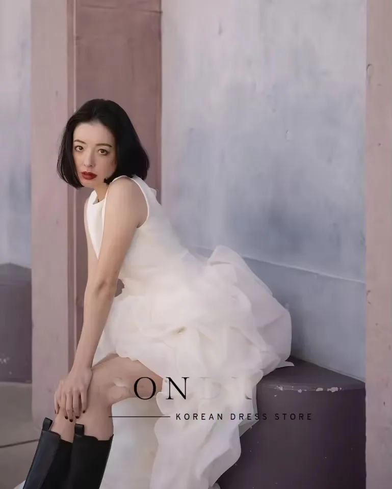 

Элегантное японское свадебное платье ML Chic с круглым вырезом, без рукавов, с асимметричным подолом, для фотосессий, свадеб и выпускных вечеров, на заказ