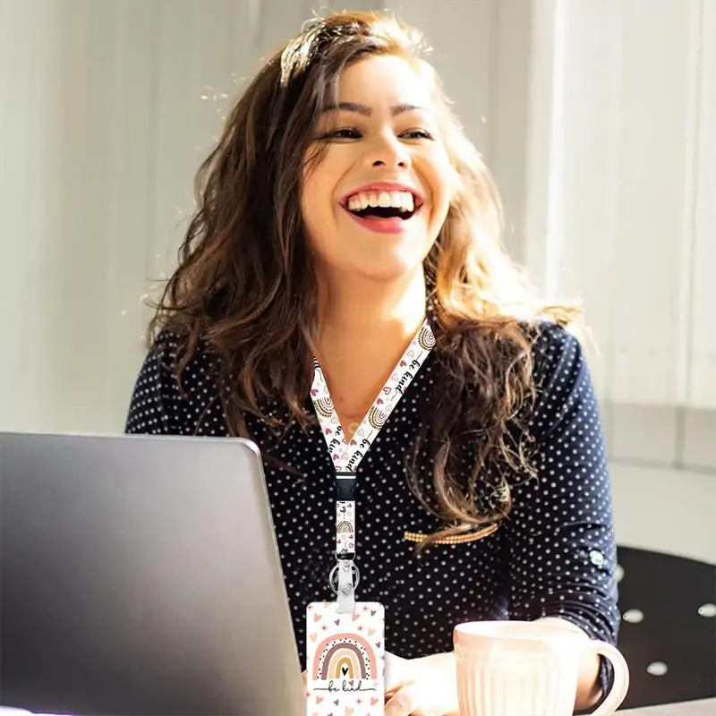 ID Badge Holder com cordão, Heavy Duty, Vertical ID Protector, Bage Clips para enfermagem