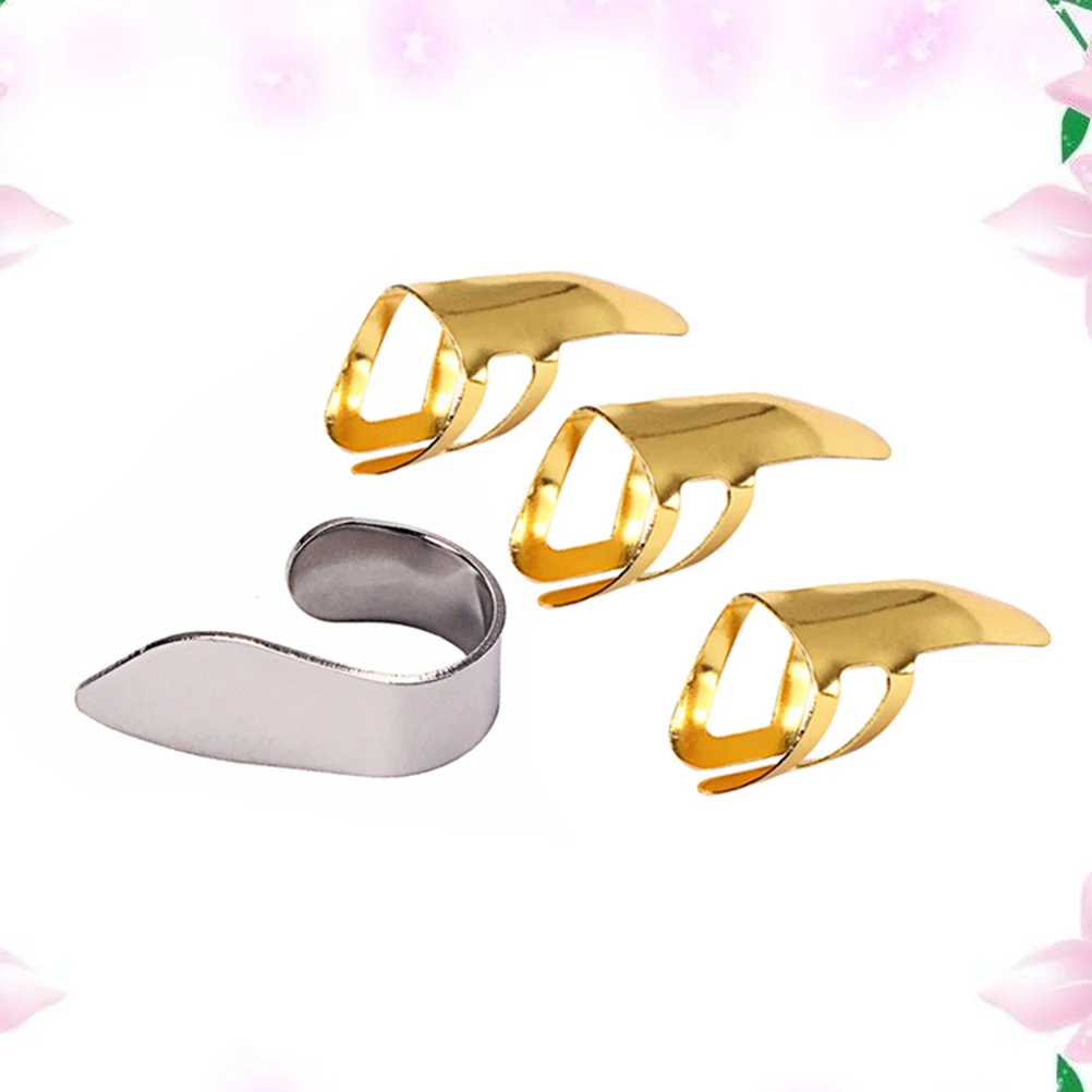 مجموعة أعواد أصابع الجيتار مكونة من 4 قطع من الفولاذ المقاوم للصدأ وخفيفة الوزن ومريحة للأصابع مثالية للمجموعات باللون الذهبي والفضي