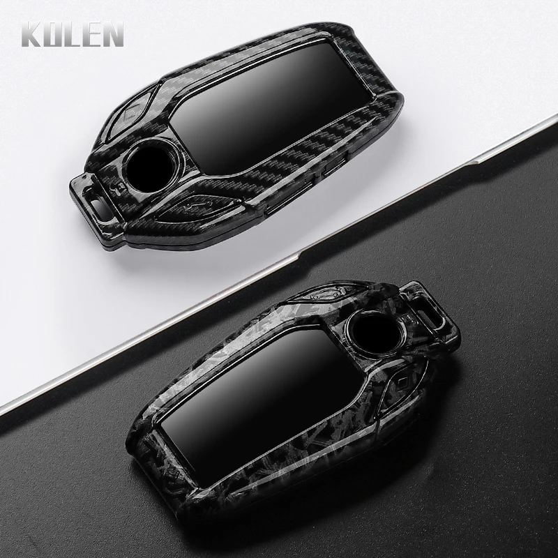 ABS Carbon Fiber Car LED Display Key Case Cover For BMW G30 G12 G11 G32 G31 5 7 Series I8 I12 I15 G01 X3 X4 G02 G05 X5 G07 X7