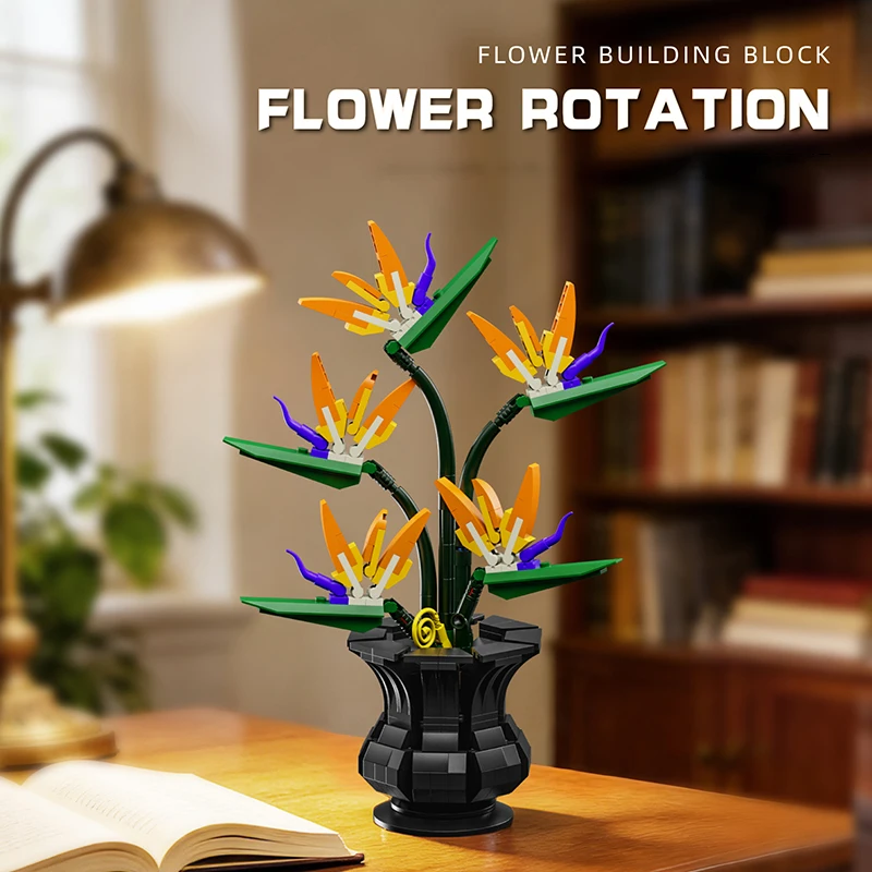 Set de Bloques de Construcción de Flores de Ave del Paraíso, Set Creativo de Ramo de Flores DIY, Decoración para el Hogar, Regalo para Mamá, Adolescentes y Amantes de las Plantas