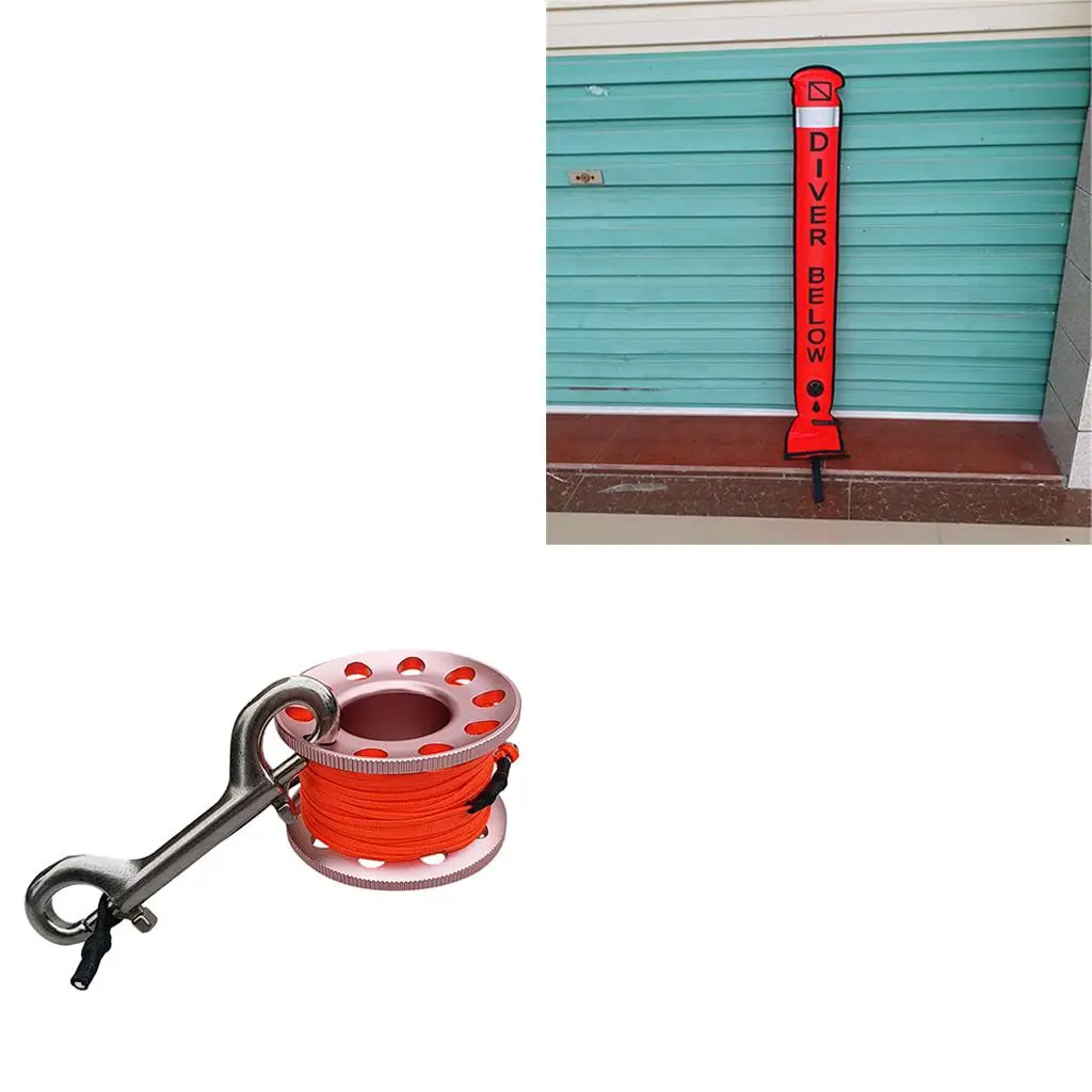 Inflatable Dive Reel SMB Kit with Safety Surface Marker Buoy Finger Spool and Snap Clip for Underwater Activities