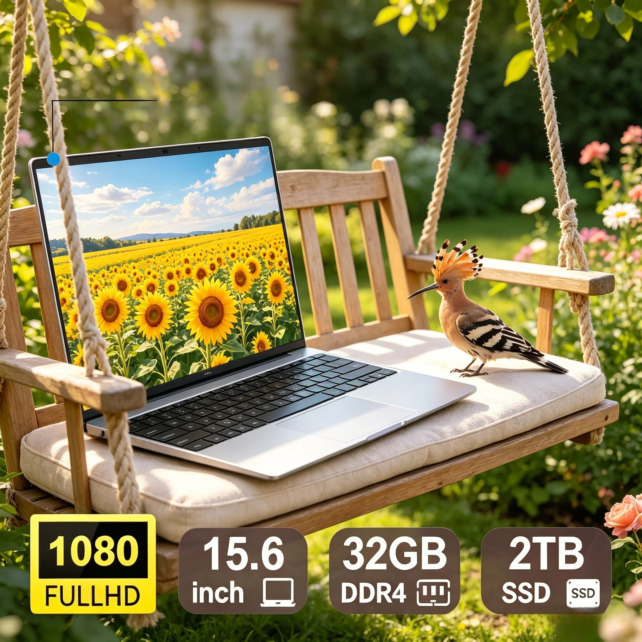 Travel Friendly 15.6 Inch Slim Laptop Intel 6500Y/Fast Boot Large Storage Ultrabook