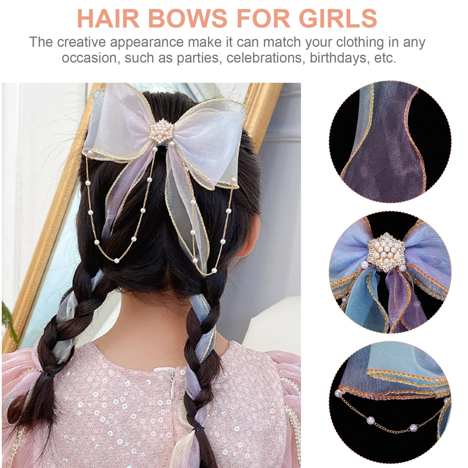 

4Pcs Fashion Bowknot Hair Clips Ribbon Bows Barrette for Girls Elegant Hair Accessories Enhance Your Look Anytime