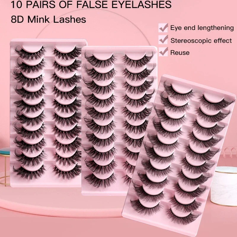 

8D Curl Long False Eyelashes Extension Dramatic Fluffy 3D Faux Mink Lashes Eye Lashes Thick Makeup Natural Fake Lash Fluffy