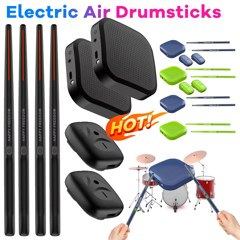 

Electric Air Drumsticks Professional Air Drum Electronic Virtual Air Drum Drumsticks Pedals Pocket Drum Set for Adults Kids Gift