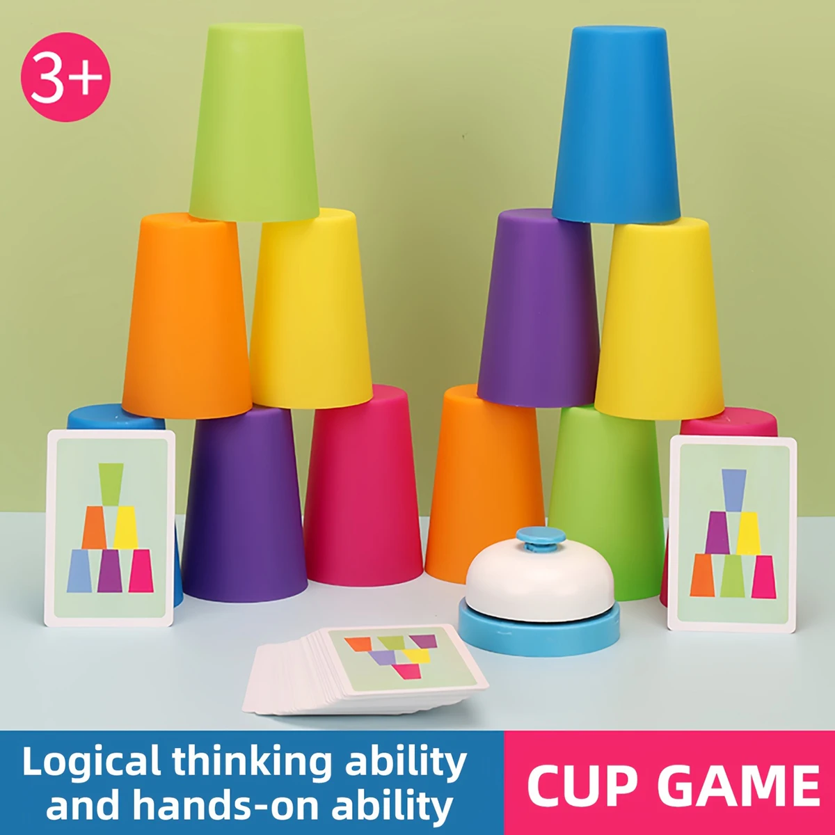 

12pcs Stacking Cups clapping bell Card Children Quick Stack Speed Training Fast Reaction Educational Toy For Children Gift