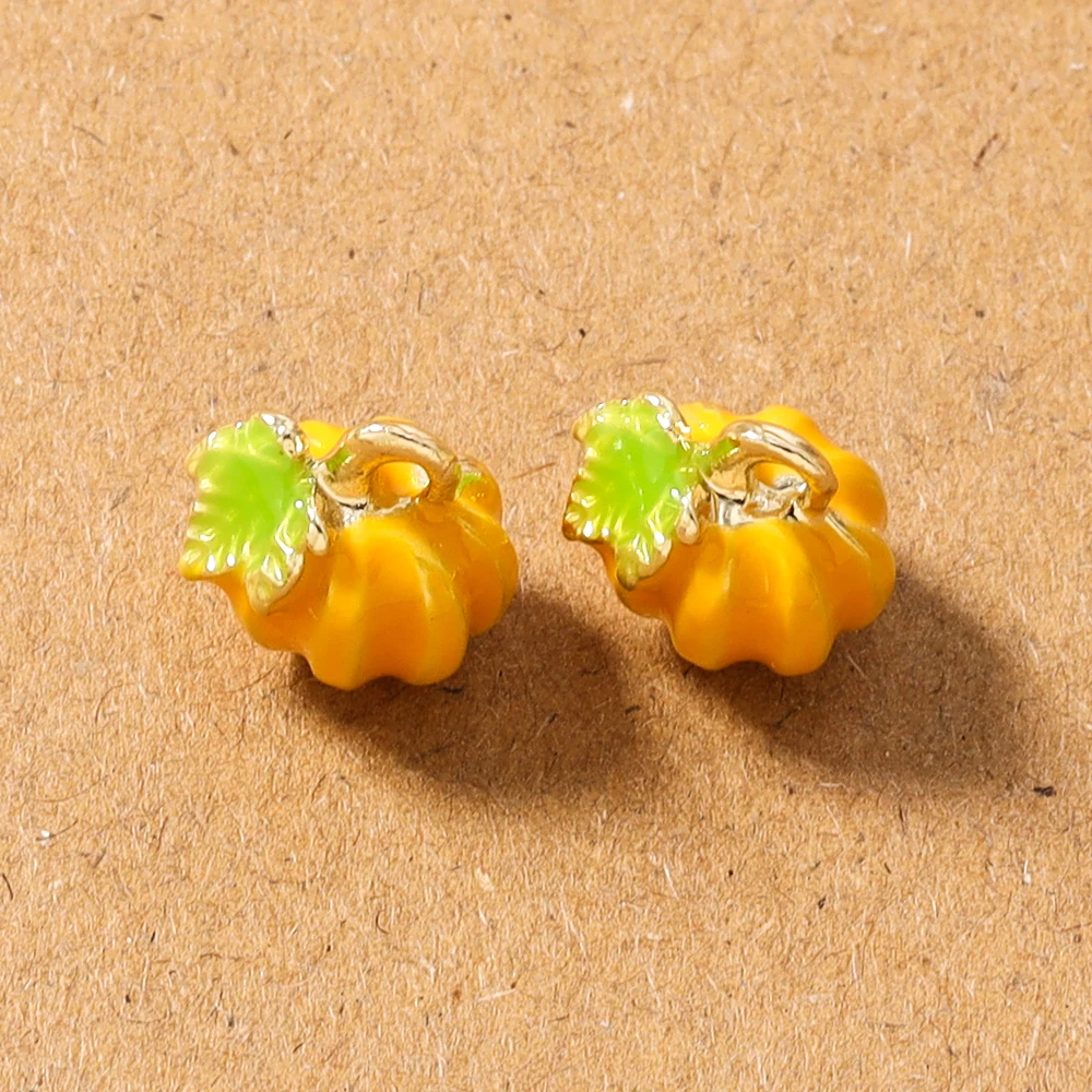 5pcs Cute Enamel 3D Pumpkin Charms Pendants for Necklace Earrings Bracelet DIY Handmade Jewelry Accessories Supplies