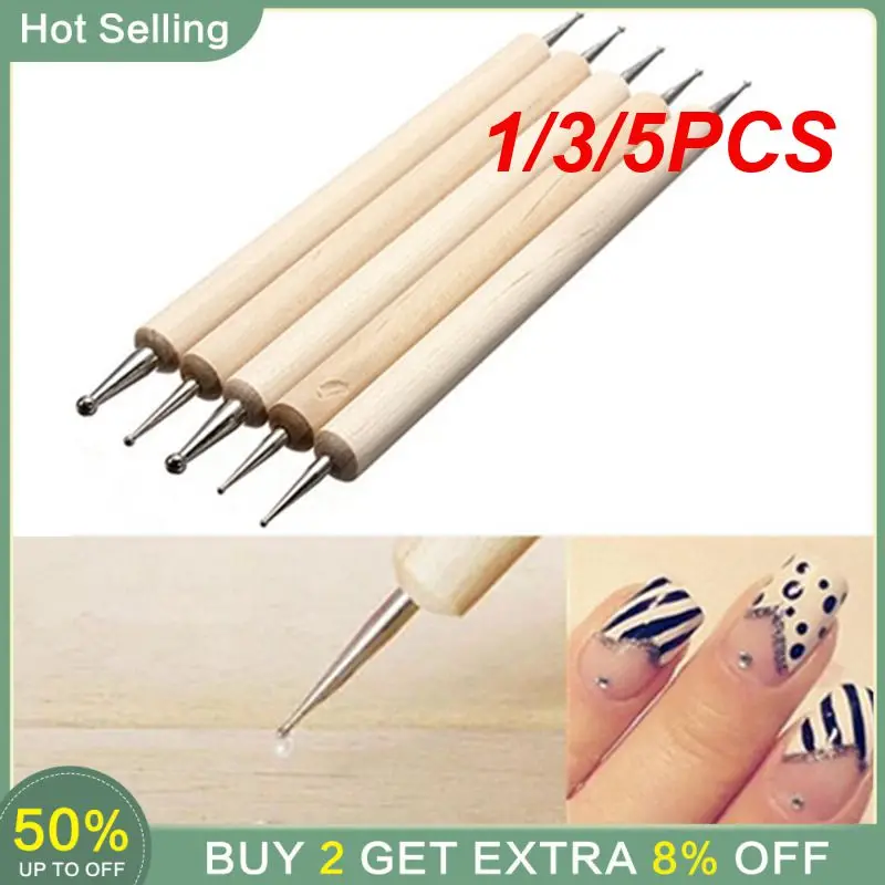 1/3/5PCS Nail Art Dotting Pen Easy To Use Professional Nail Art Tools Drawing Manicure Trending Wooden Durable Wooden Materials