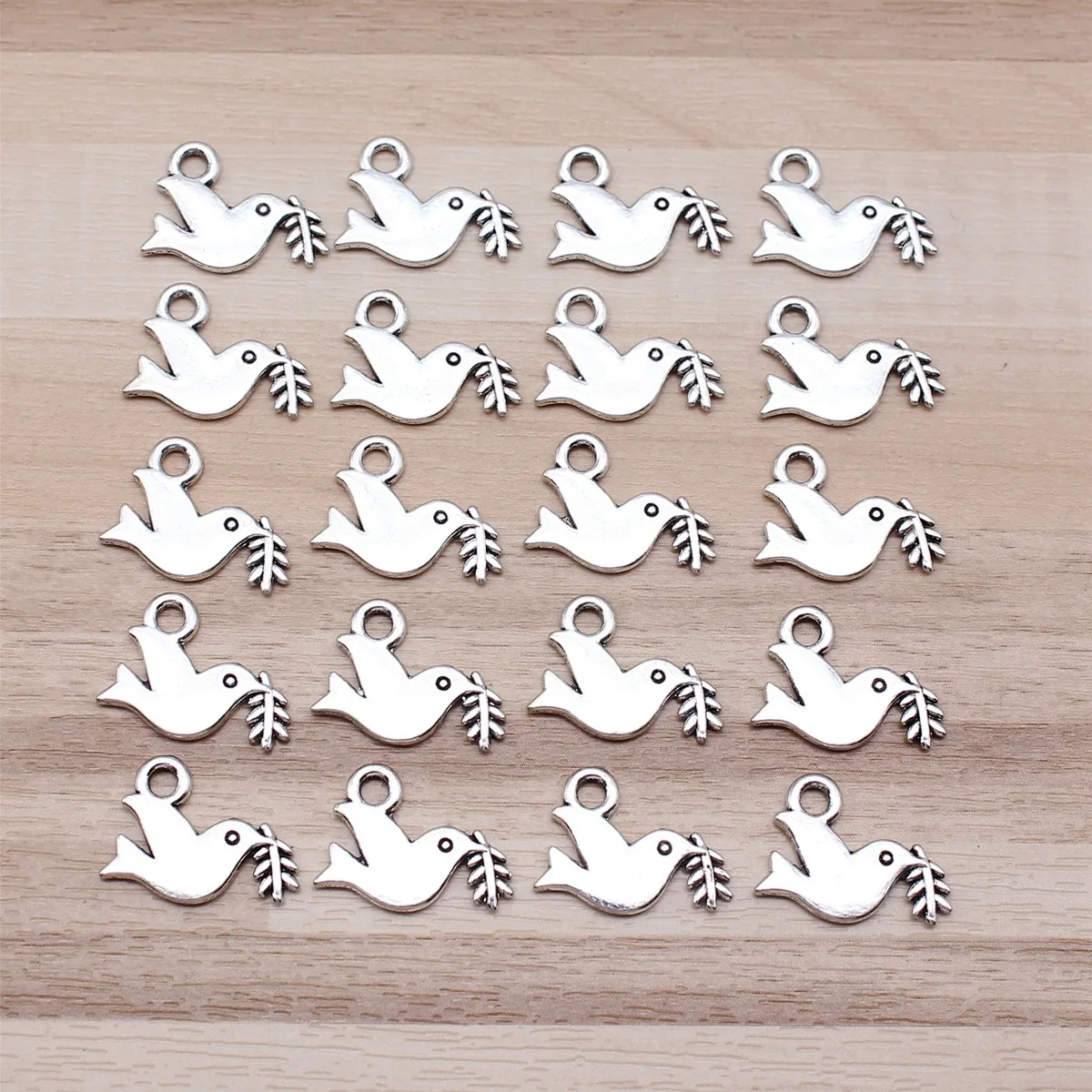 IFOCUS 20 قطعة/الوحدة حمامة الزيتون فرع السحر DIY بها بنفسك صنع المجوهرات سبائك الزنك 13x16 مللي متر/0.51x0.63 بوصة #1