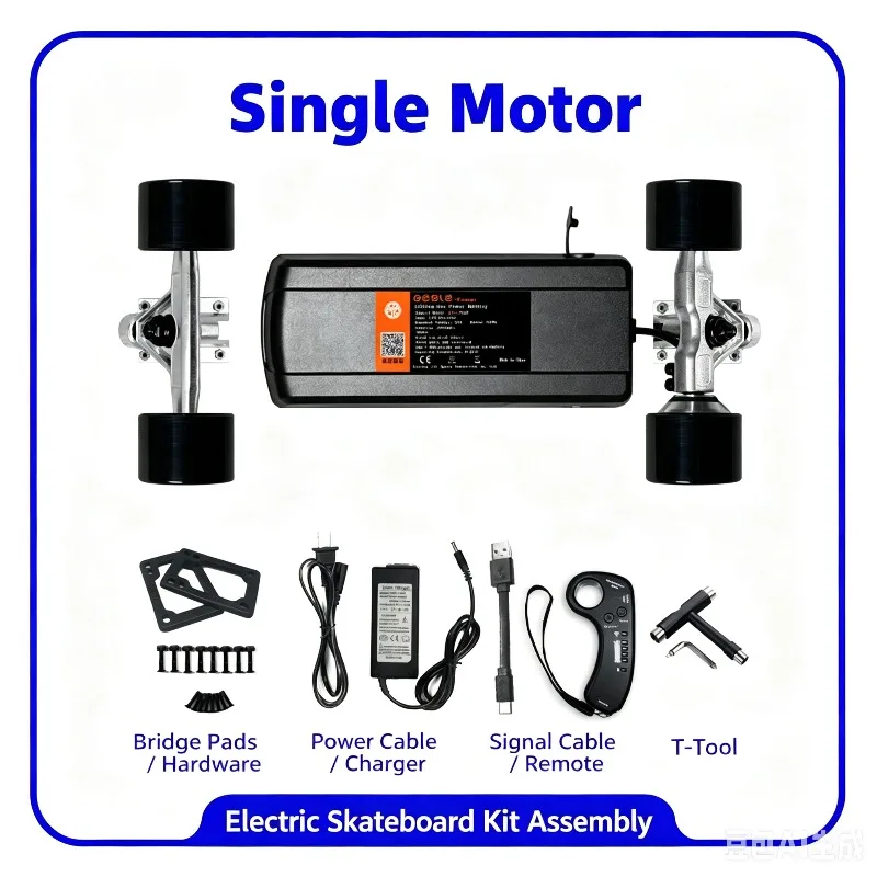 4 Wheel Electric Skateboard Kit Single Dual Drive Motor ESC Remote Controller Full Set Accessories