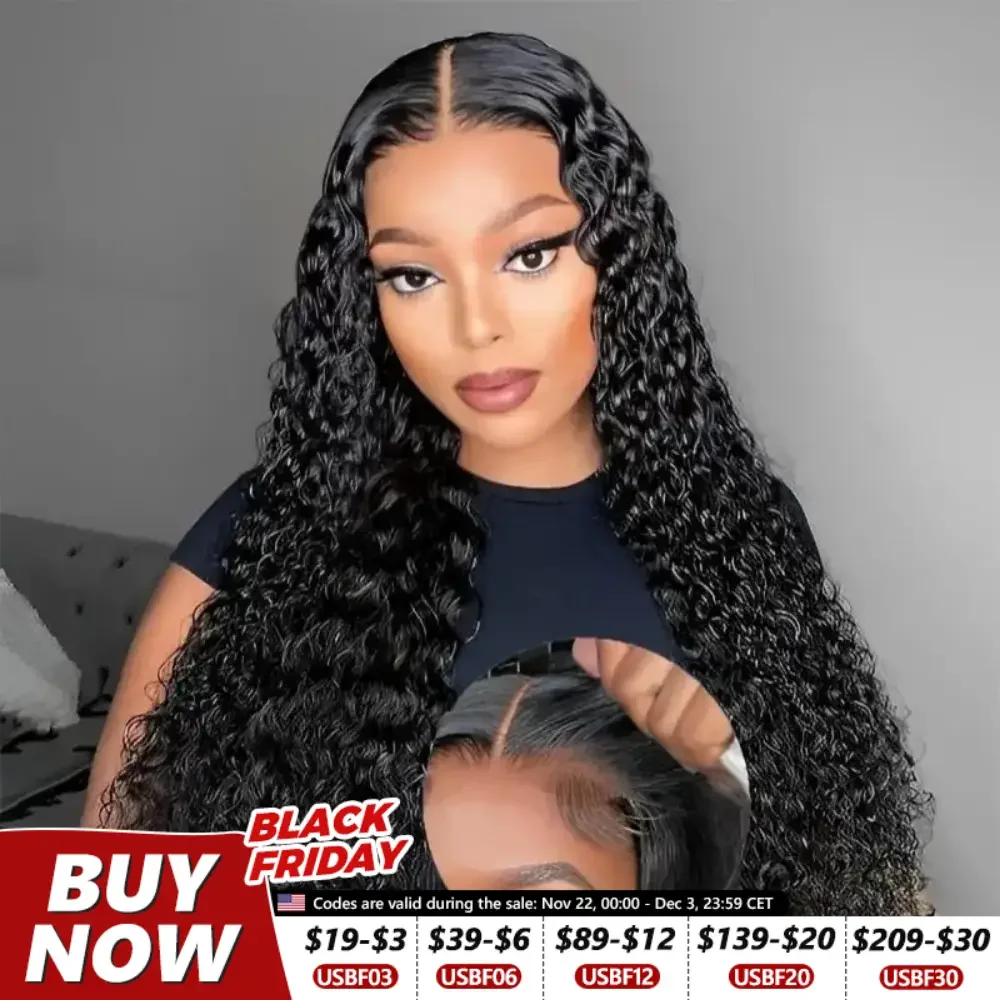 Glueless 5x5 Ready to Wear Deep Wave HD Lace Clousure Wig Human Hair Pre Plucked 6x4 Curly Brazilian Transparent Lace Front Wigs