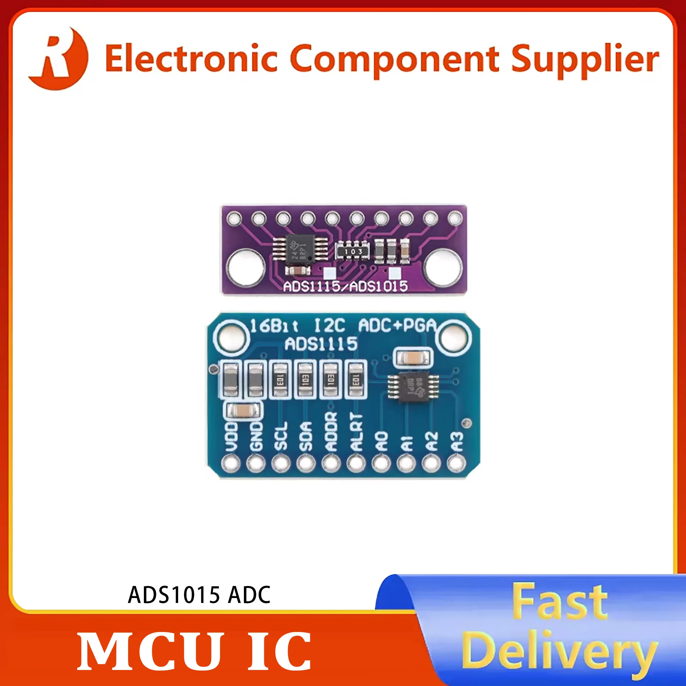 1PCS ADS1115 ADC Ultra-compact 16 Bit I2C 16-precision ADC Module Development Board 4 Channel with Pro Gain Amplifier RPi