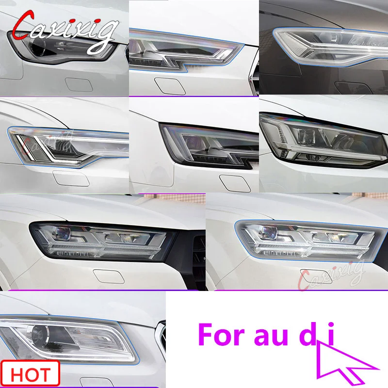 2Pcs Car Covers Headlight Protective Film For audi  A6 B8 B9 A4 C7 C8 A3 A5 Q7 Q5 Q3 Q2 Transparent Sticker Black Accessories