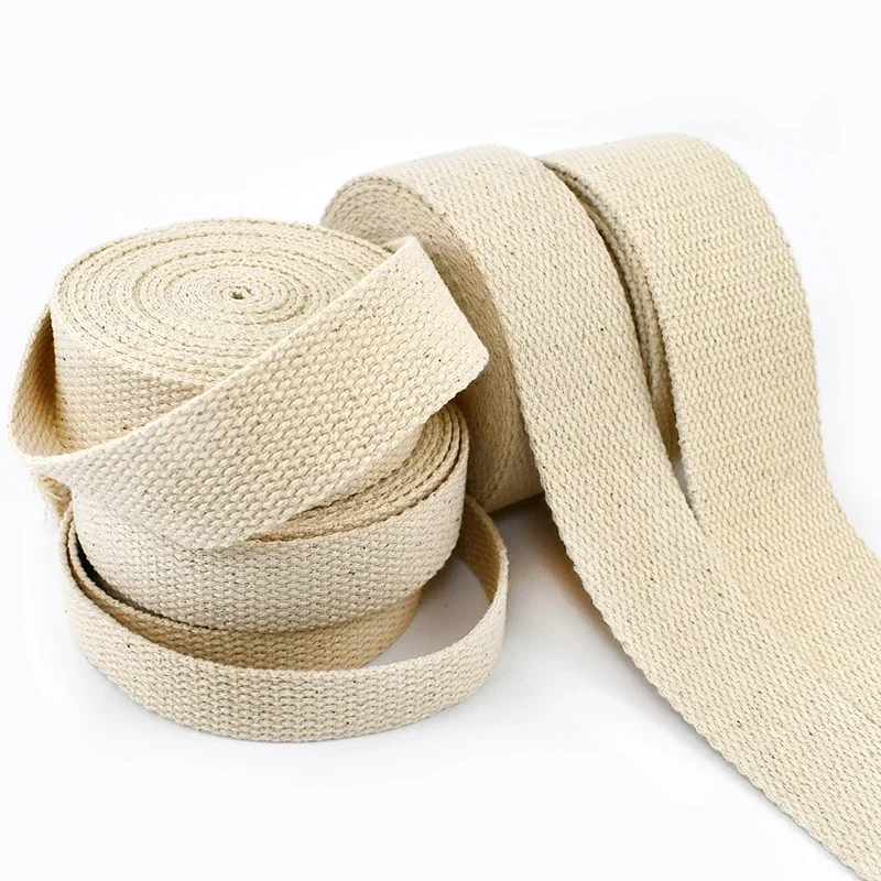 10Meters 15-38mm Beige Canvas Cotton Webbing Ribbon DIY Bags Strap Tape Belt for Clothing Home Decor Sewing Accessories