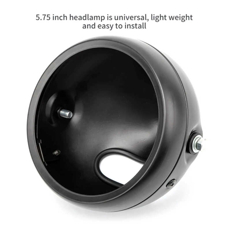 Motorcycle Matte Black Headlight 5.75inch Retro Bucket Motorcycle Modified Headlight Base LED Headlight for Shell DropShipping