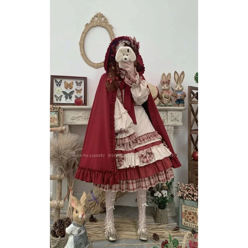 Japońskie anime Lolita Princess Elf Dress Berry Girls Bow Plaid Palace Cosplay Costumes Carnival Party Comics Performance Outfits