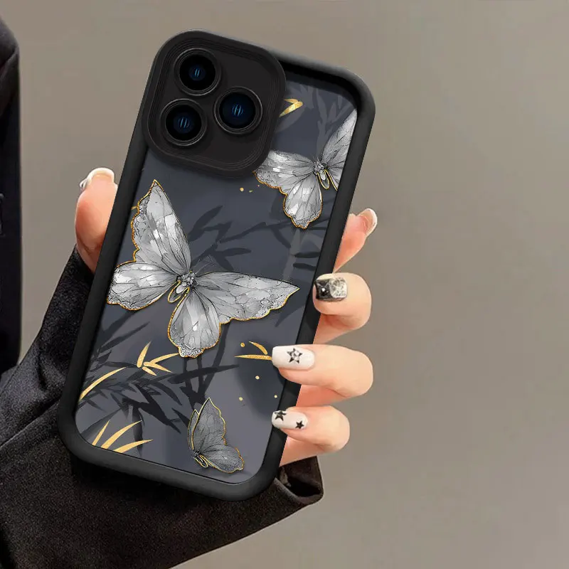 Gray Butterfly Phone Case For OPPO Realme 12 11 5 7I 8I GT 3 6 NEO 5 Master Pro Plus Silicone Soft Shockproof Bumper Back Cover