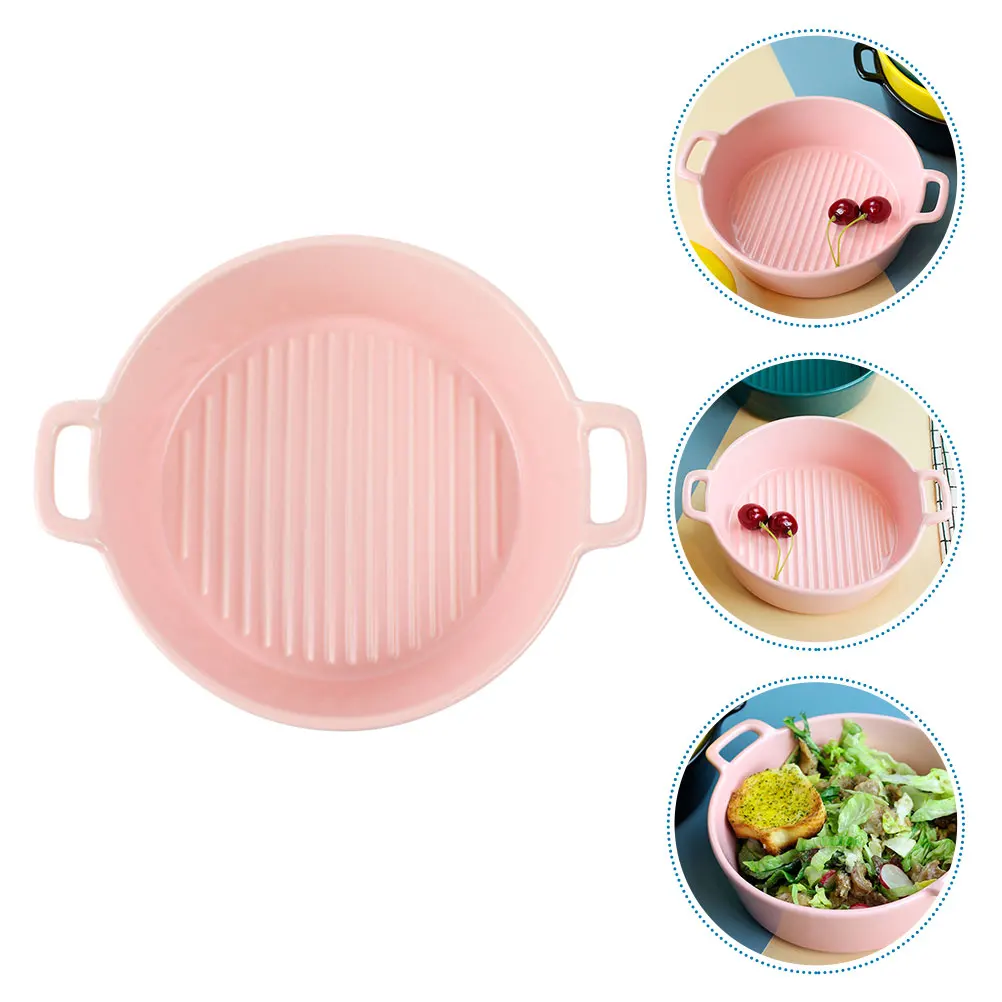 

Dual-Ear Food Dish Ceramic Tableware Service Plate Simple Design Cozy Visual Beauty Household Restaurant Coffee Shop