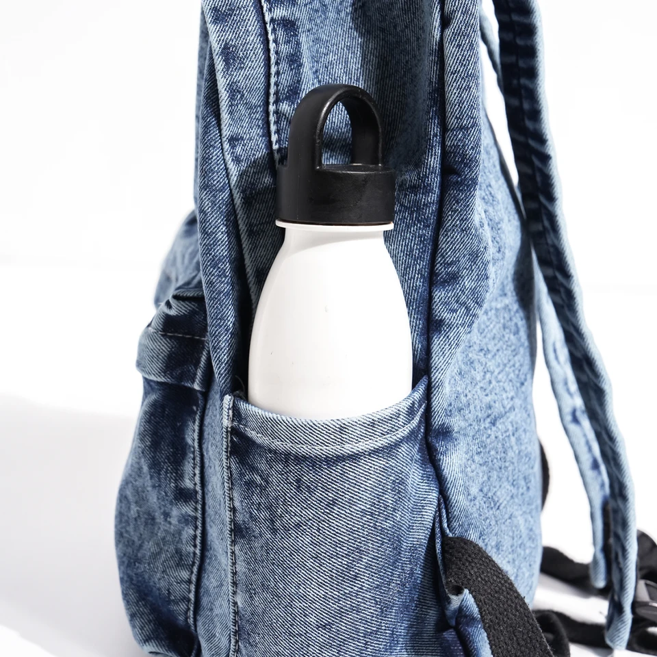 バッグ OUTDOOR denim backpack y2k archive Vintage Washed Denim Star Embroidery Backpack Casual Daily School