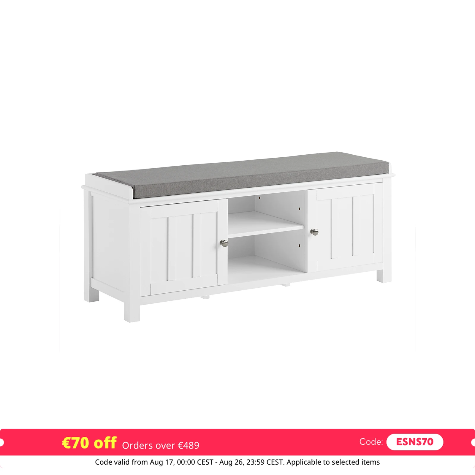 SoBuy FSR35-W Sitzbank Schuhschrank Garderobenbank mit Sitzkissen MDF Bettbank weiß BHT ca: 105x43x35cm