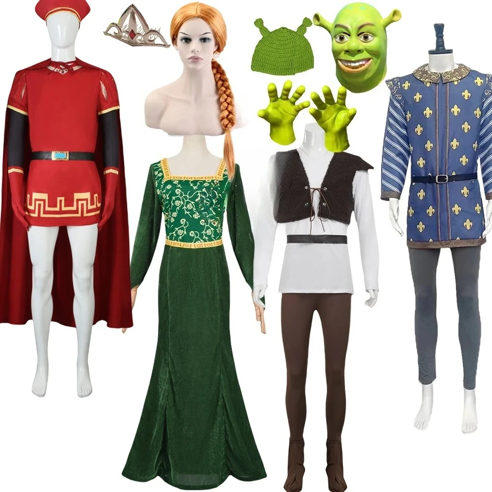 

Lord Farquaad Cosplay Costume Fiona Princess Dress discovered prince Mens Costume Shrek Full Set Halloween Carnival Outfit