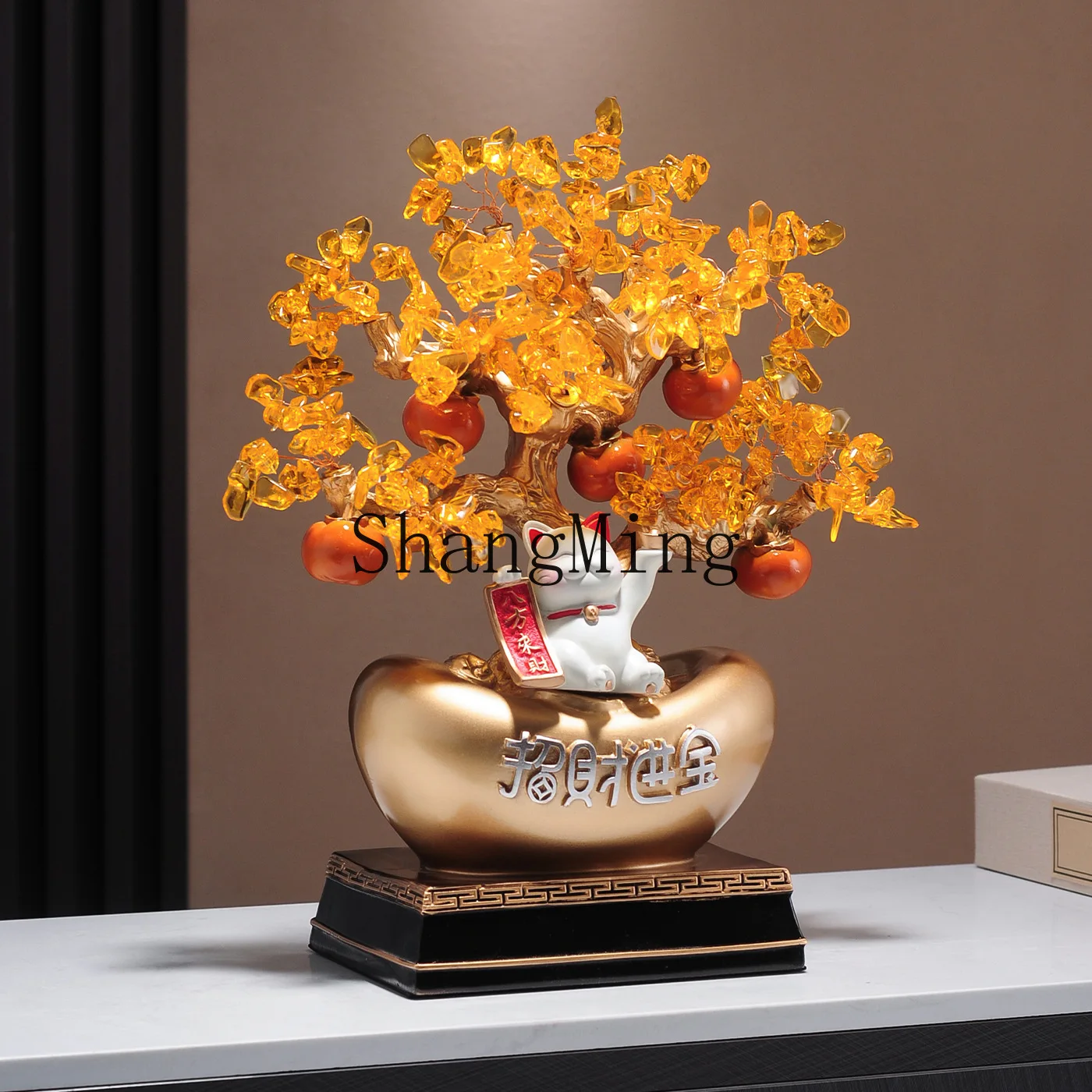 SM advanced sense fortune tree fortune cat Chinese ornaments office front desk wine cabinet decoration