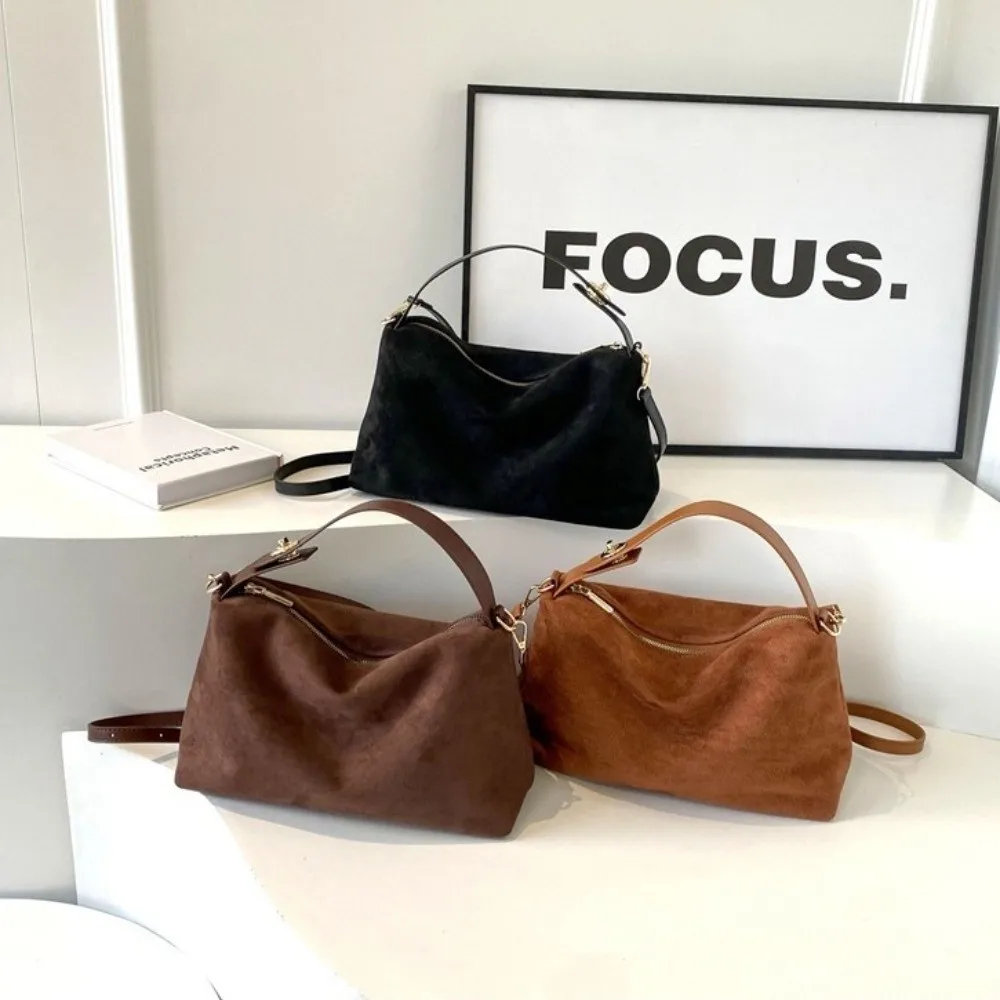 

Vintage Solid Color Underarm Bag Large Capacity PU Leather Crossbody Bag Tote Bag Women