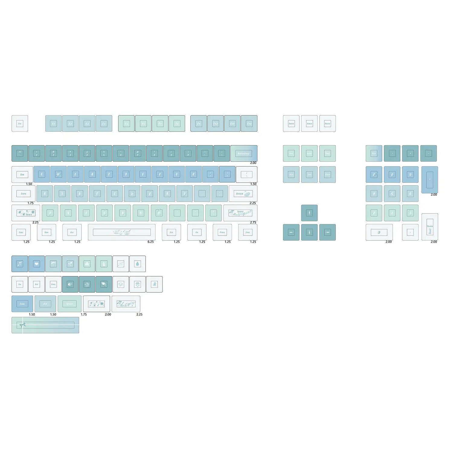 XDA keycaps pbt small full set of rain gift themed keyboard caps for mechanical keyboards