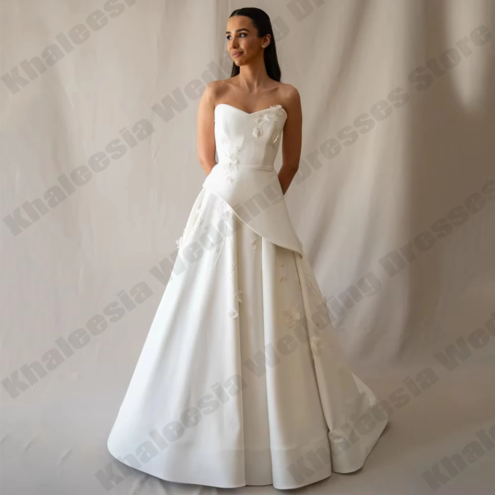 

Luxury 3D A Line Wedding Dress Sweetheart Bridal Dresses Appliques Elegant Splice Wedding Gowns Customized 2026 robe de mariée