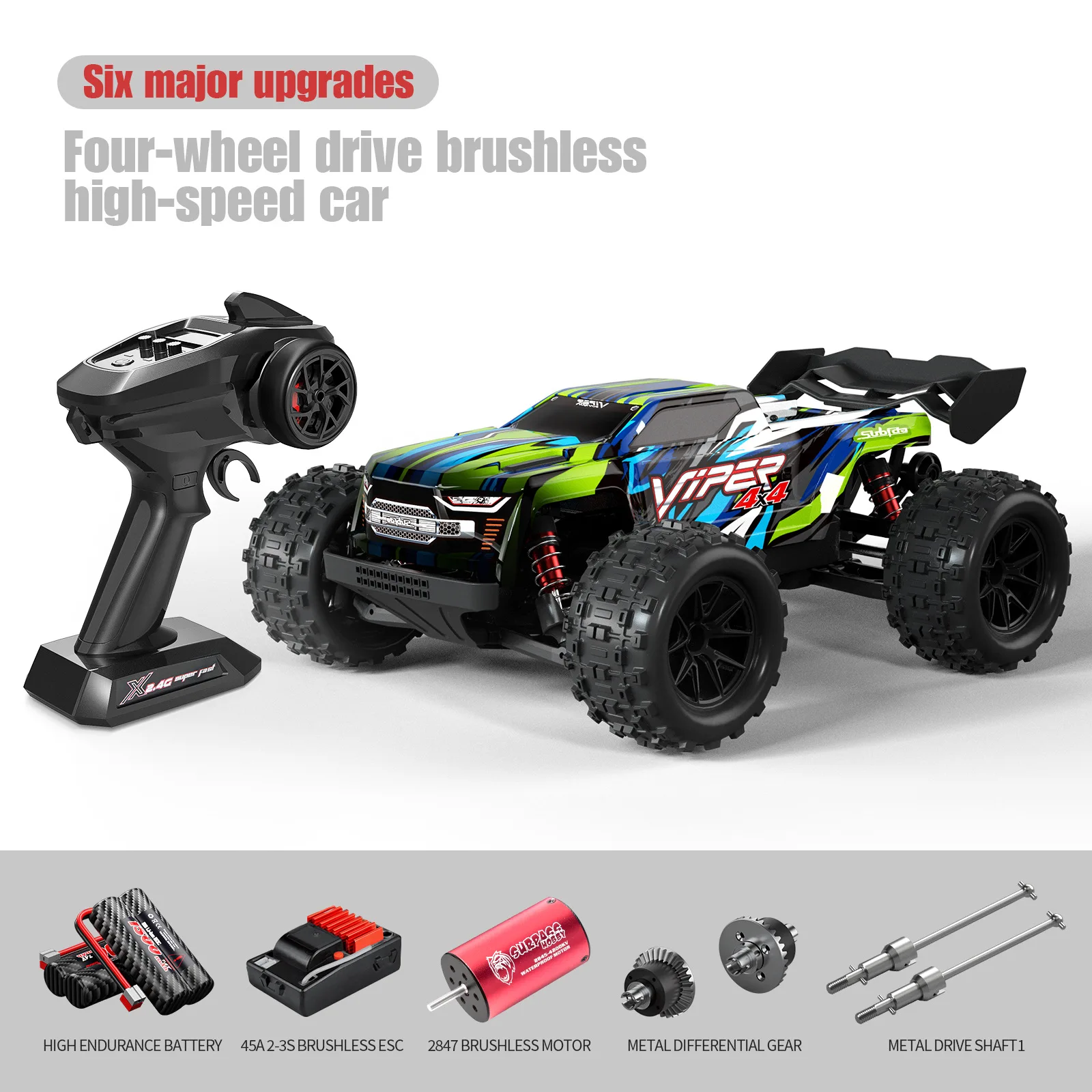 Hoge Snelheid Rc Auto Met Borstelloze Motor 4wd Off-Road Voertuig 75 Km/h Rc Auto Voor Terreinavontuur