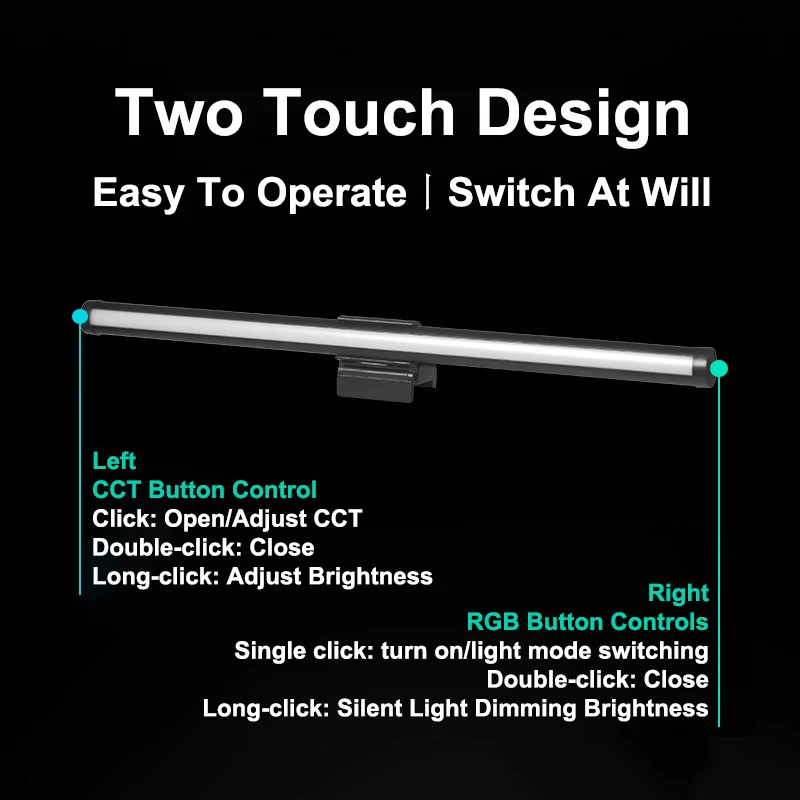 30CM Monitor Light Bar LED Computer Screen Hanging Lights RGB Atmosphere Table Lamp for Work Study Read Gaming Stepless Dimmable