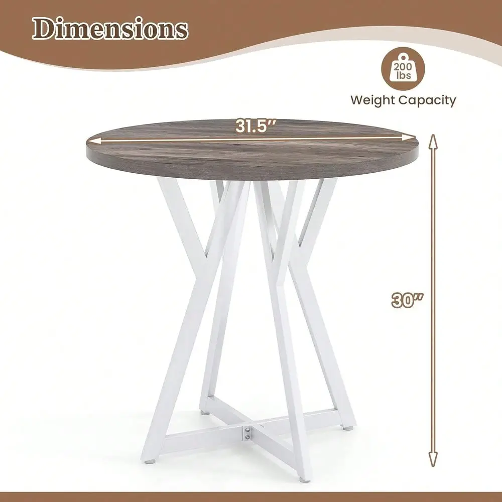Inch Round Dining Table For 24, Rustic Kitchen Table With Thick Wooden Tabletop And Metal Base, Circle Dinner Table For Dining