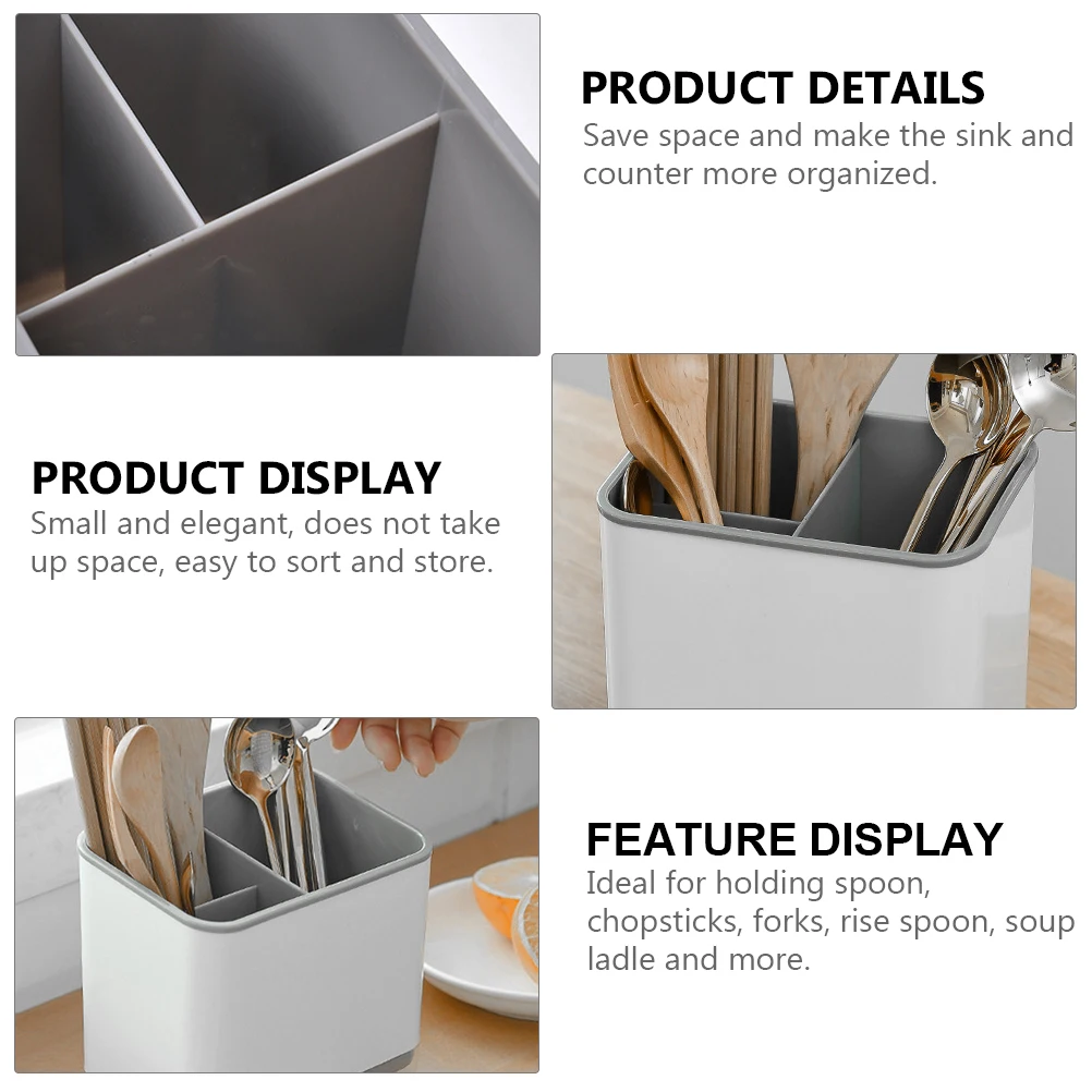 

1pc Drain Tableware Stand Kitchen Utensil Rack Container PP Multifunctional Storage Grey Easy Sort Ideal Keep Tidy Save Space