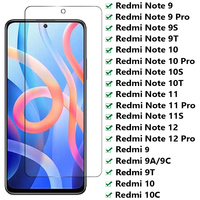 Full Cover Protective Glass for Xiaomi Redmi Note 10 11 12 9 Pro 10S 9S 11S Screen Protector For Redmi 9A 9T 9C 10C 10A Glass