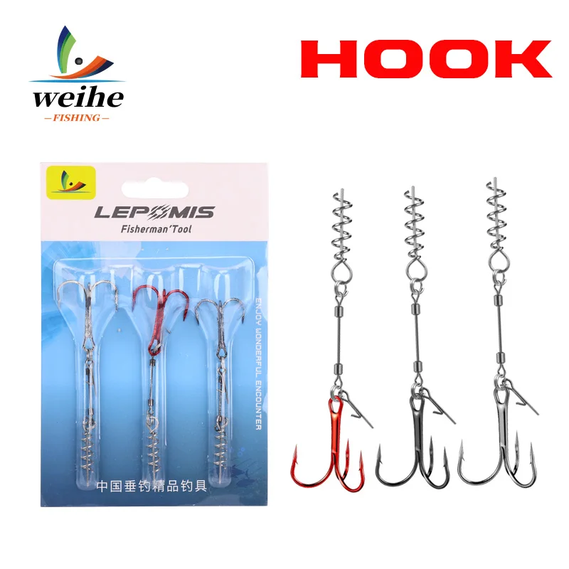 WEIHE Treble Hook Rig Set with Spring Lock Pin, Lure Accesso