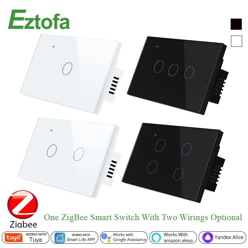 

Tuya ZigBee Wall Touch Smart Light Switch With Neutral/ No Neutral With Capacitor Smart Life APP Tuya Voice control Alexa Google