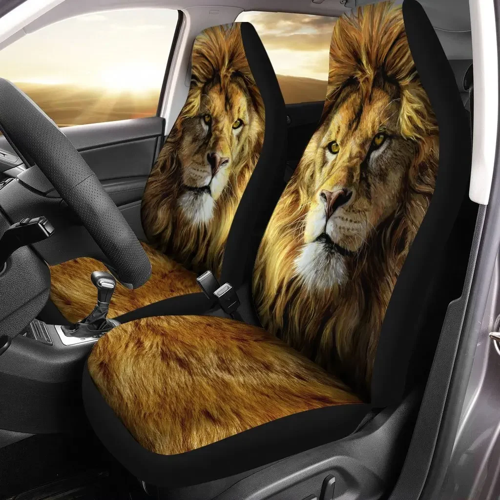 Real Cool Lion Car Seat Covers  Gift Idea For Dad, Universal Front Seat Protective Cover