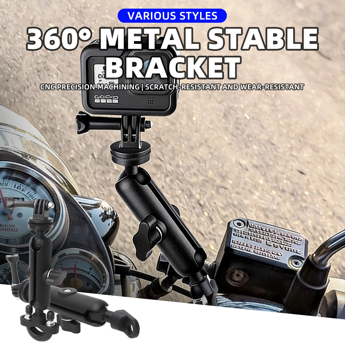 

Держатель для камеры на мотоцикл/велосипед, крепление на руль/зеркало из алюминиевого сплава, кронштейн для GoPro Hero, Insta360, DJI Osmo Action
