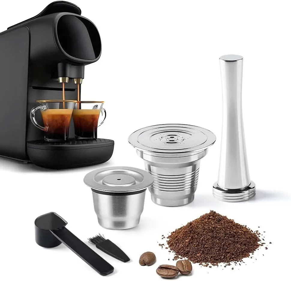 

Stainless Steel Reusable Coffee Capsules for L'OR Barista LM8012/60, Refillable Espresso Pods with Tamper