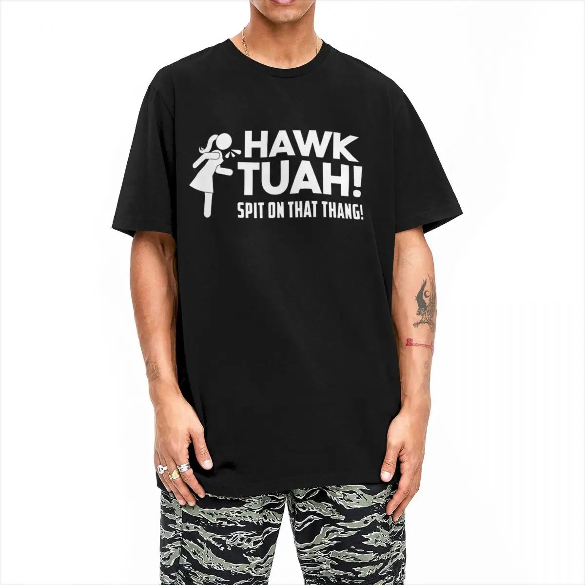 HAWKED T-Shirt Men TUAHED gotta give em that 100% Cotton T Shirts Summer Round Neck Hipster Tee Shirt Hot Sale Oversized Tops