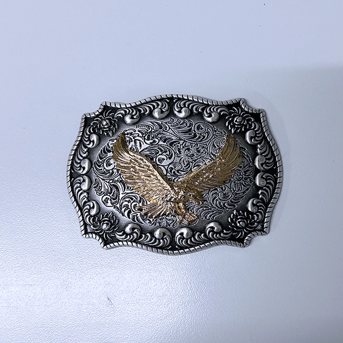 boucle-de-ceinture-vintage-argentee-western-rodeo-avec-aigle-dore-double-couleur-hebilla-buckle-wt128vsg