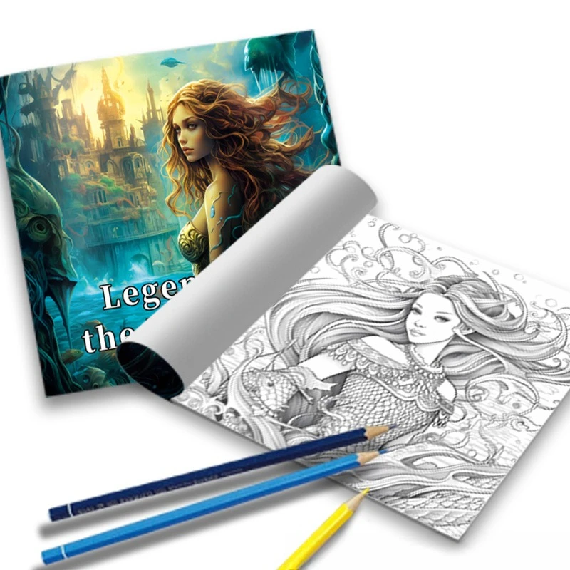 Legend of the Mermaid Coloring Book Ocean Castle Jellyfish Fantasy Stress Relief Drawing Book