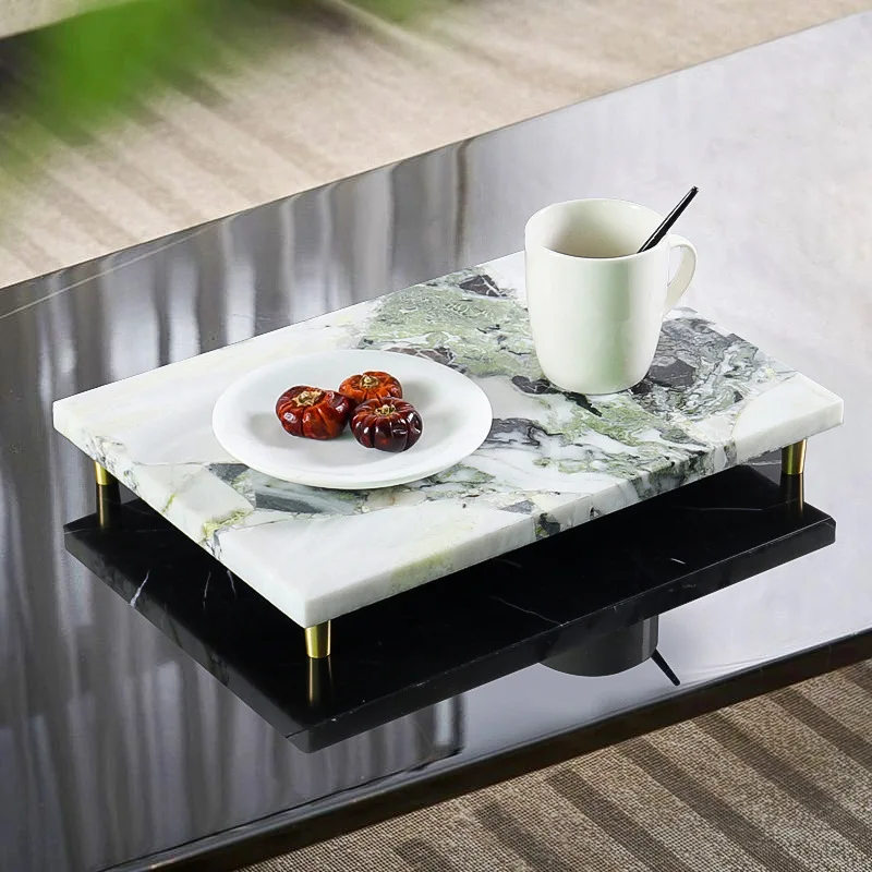 Furniture showroom modern living room coffee table dining room cold jade marble rectangular storage tray ornaments 3